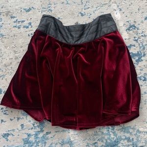 Leather and velvet skirt